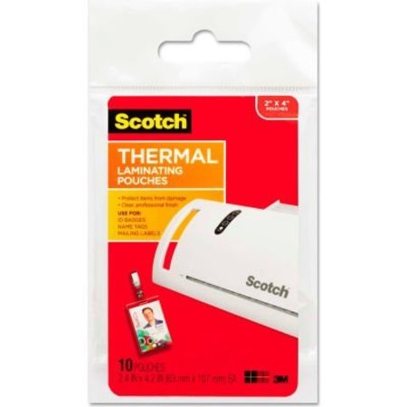 3M Scotch® ID Badge Size Thermal Laminating Pouches, 5 mil, 4 1/4 x 2 1/5, 10/Pack TP585210
